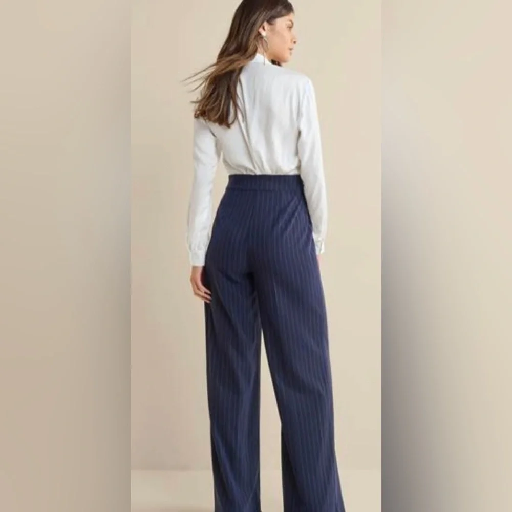 Blue and White Pinstripe Jumpsuit